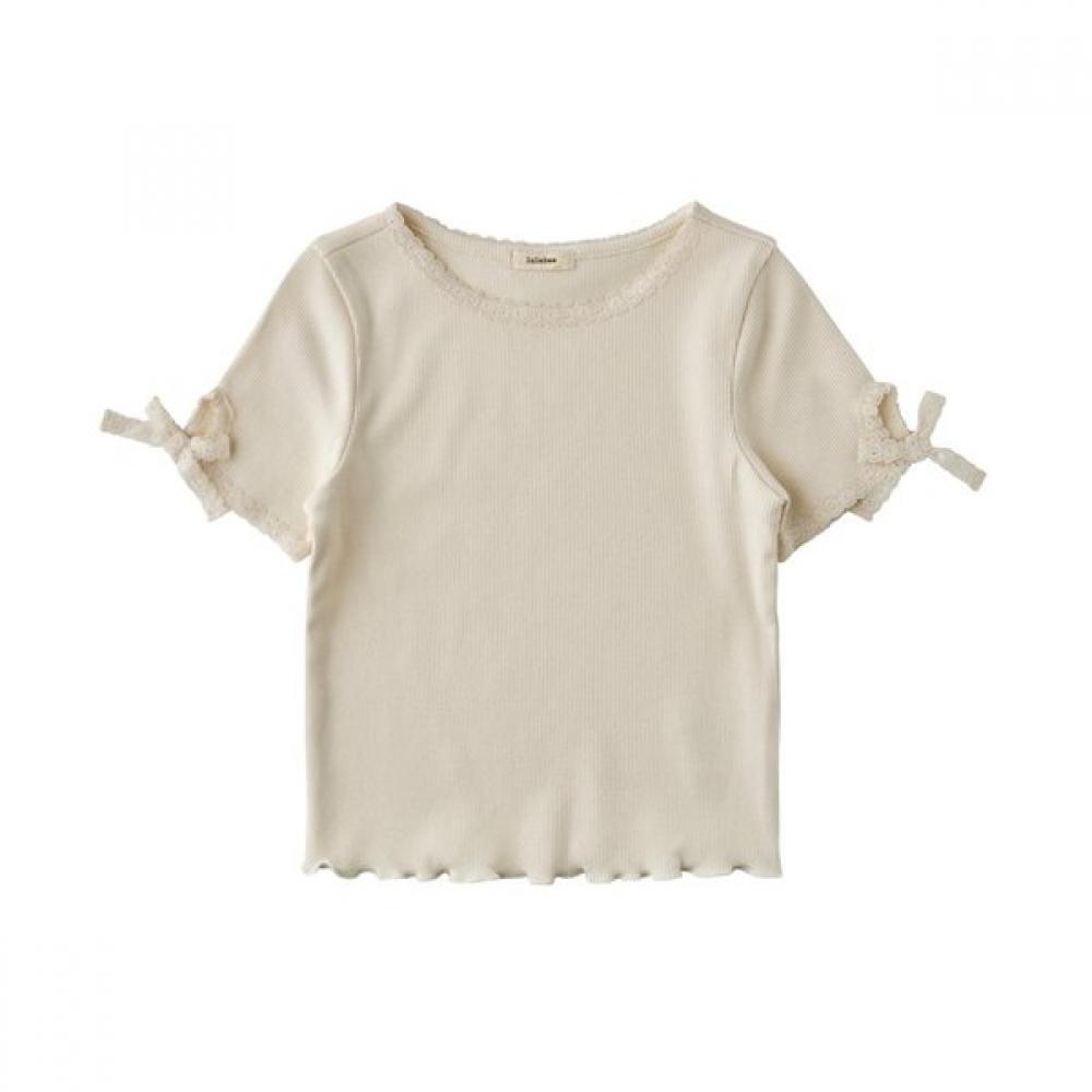 LiTTle Ground RomanTic Ribbon T shirT  76312 332 02 IVORY/100