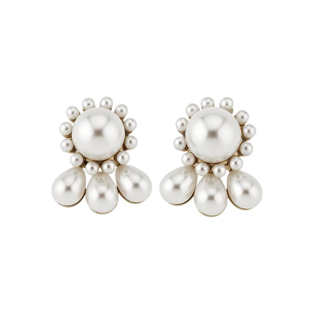 Silver Needle French Retro Pearl Water Drop Earrings - Elegant and Unique Design