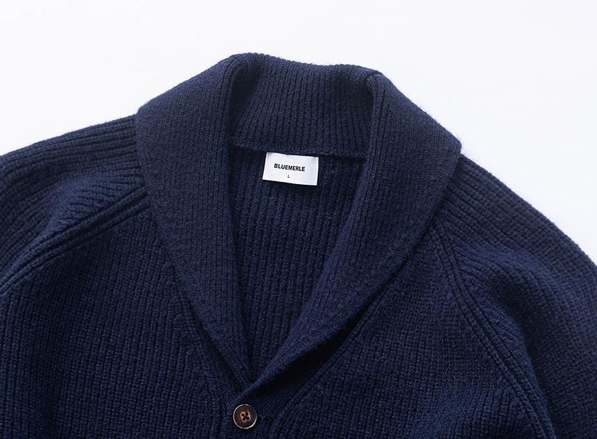 Bluemerle Pbt Wool Shawl Cardigan Knit - Navy