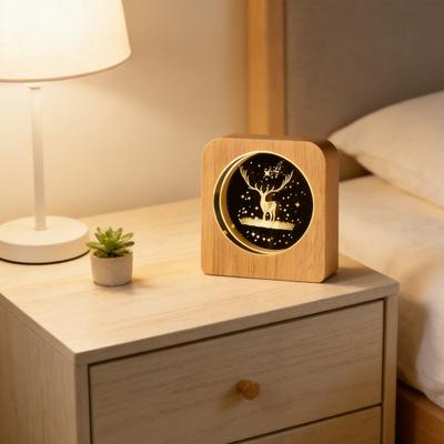 Luz Noturna Personalizada 3D Foto Cristal Falso Imagem Gravada Personalizada Bola Clara com Luz LED e Base de Madeira Presente Memorial para Animais de Estimação Casal Aniversário