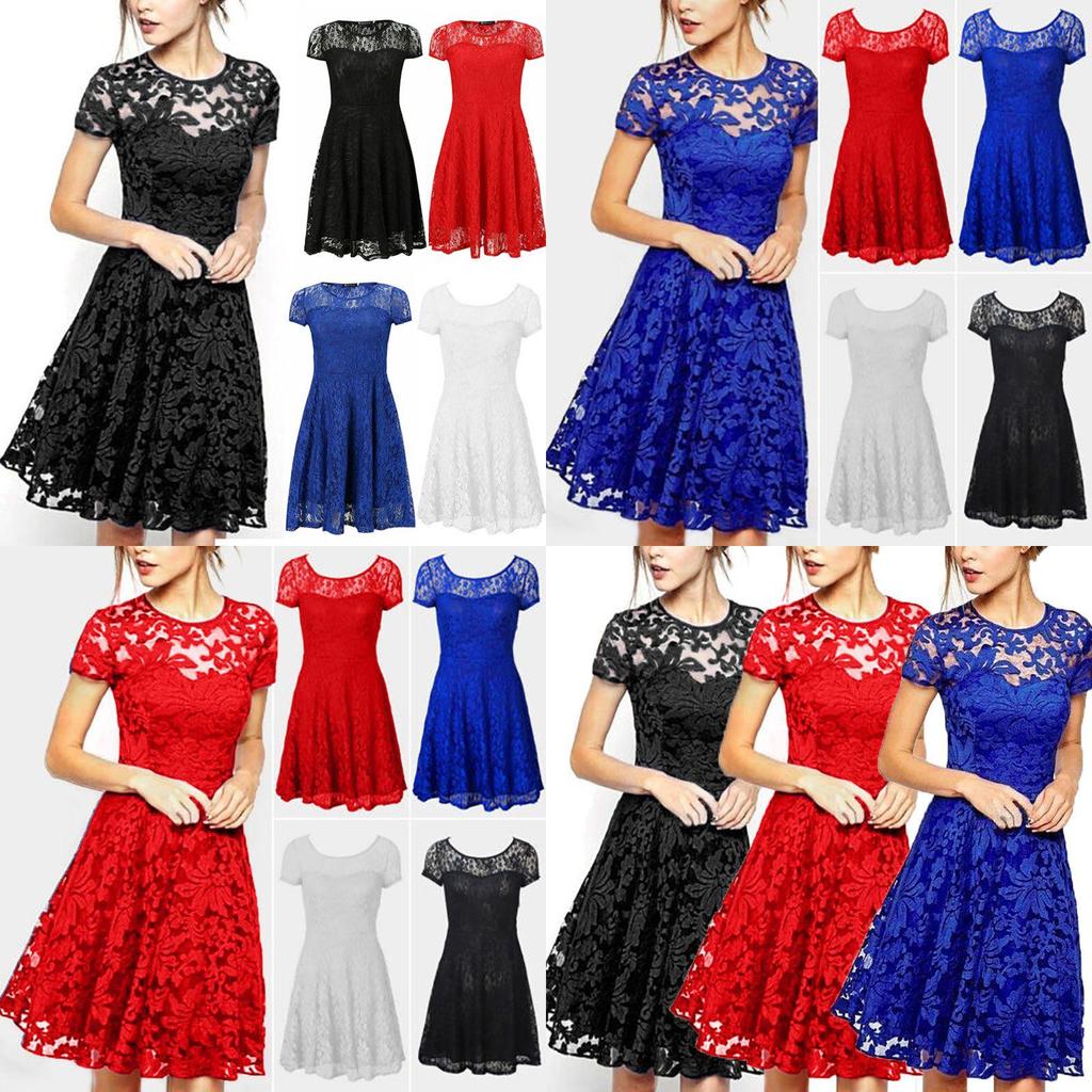 Elegant Women's Lace Floral Prom Swing Dress For Stylish Bridesmaid Celebrations