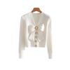 Women's Bowknot Long Sleeved Cardigans Single Breasted Autumn Ladies' Clothing White V-neck Tops for Female
