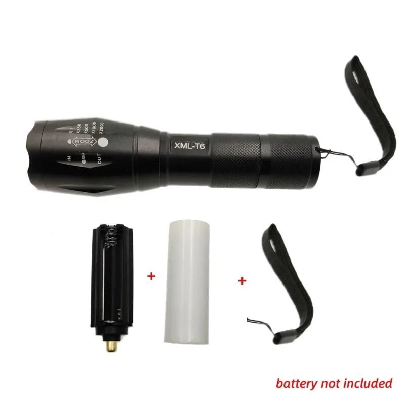 T6 Led Flashlight Ultra Bright Torch 5 Switch Modes Zoomable Focusing Bike Light 18650 Battery/AAA for Camping