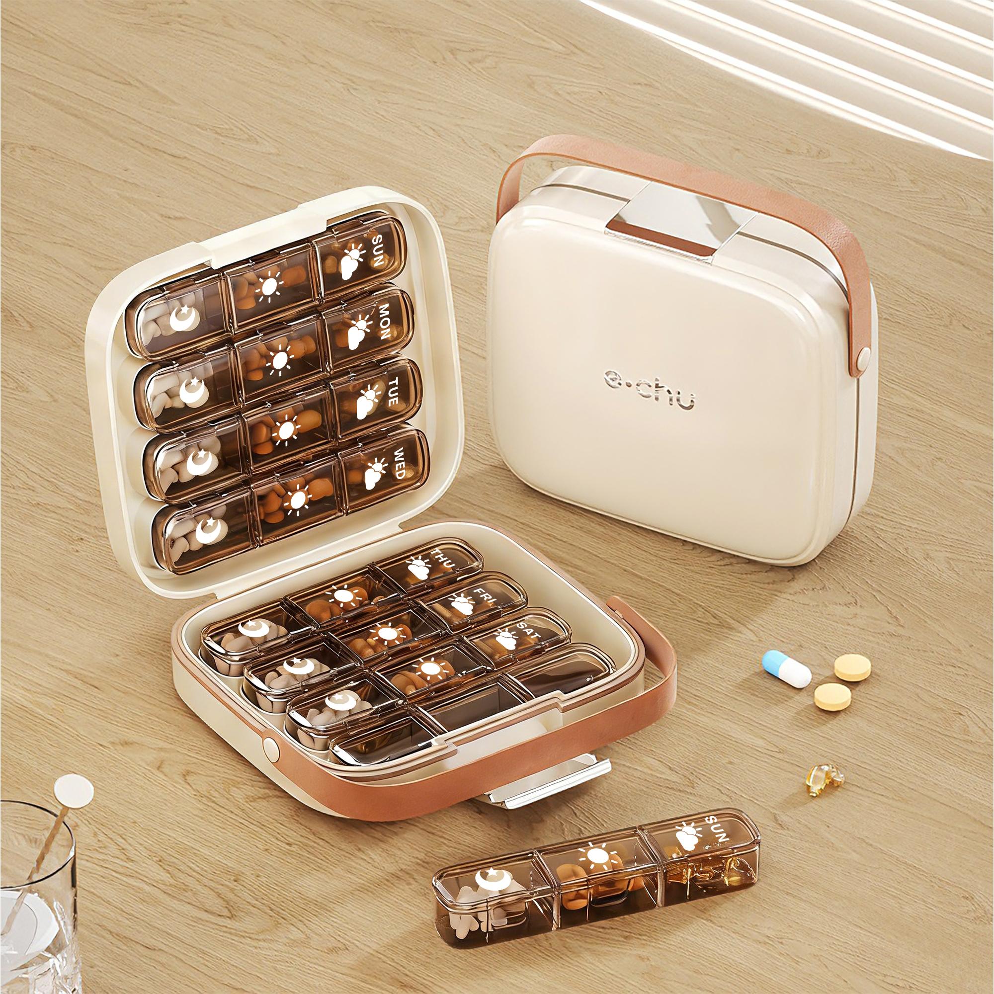 

Moisture Resistant 7 Day Pill Organizer 4 Times A Day Pill Case With Removable Compartments For Pills Vitamins And Supplements