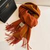 Solid color simple black and gray double-sided cashmere scarf women's autumn and winter thickened warm wool men's scarf versatile model