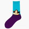 European & American Creative Oil Painting Mid-Calf Socks: Trendy Autumn/Winter High-Tube Cotton Socks
