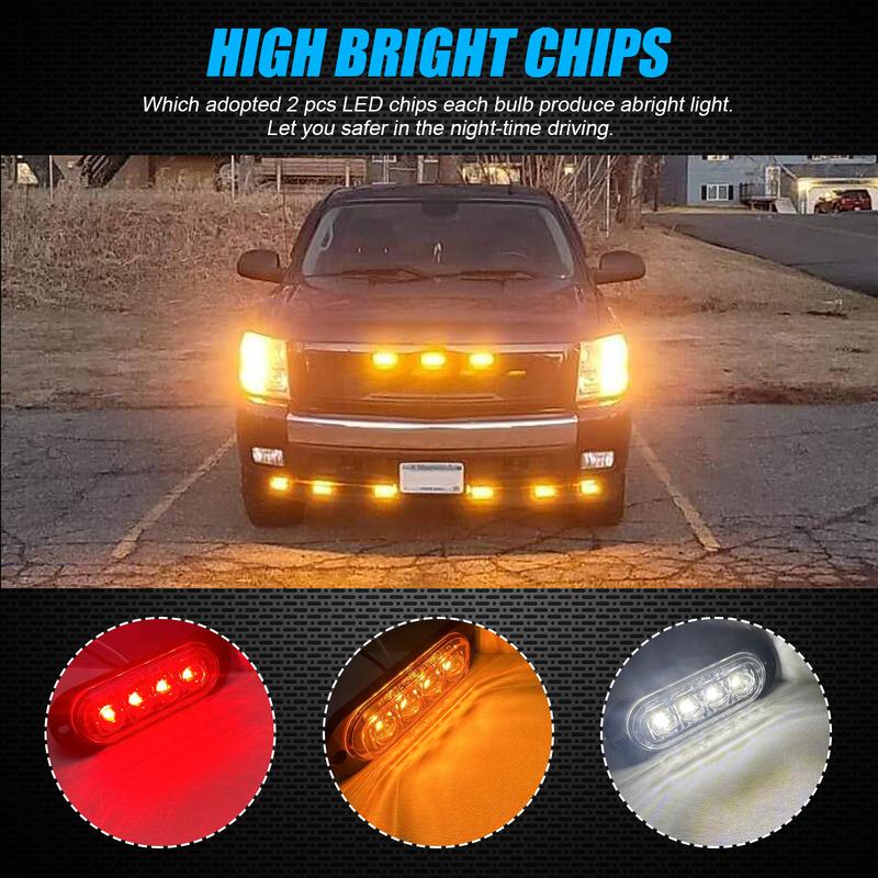 8PCS LED Side Marker Lights Trailer Lighting Lamp 12-24V 4LED Caravan Clearance Indicator Side Lights Beacon Lamp for Car Truck
