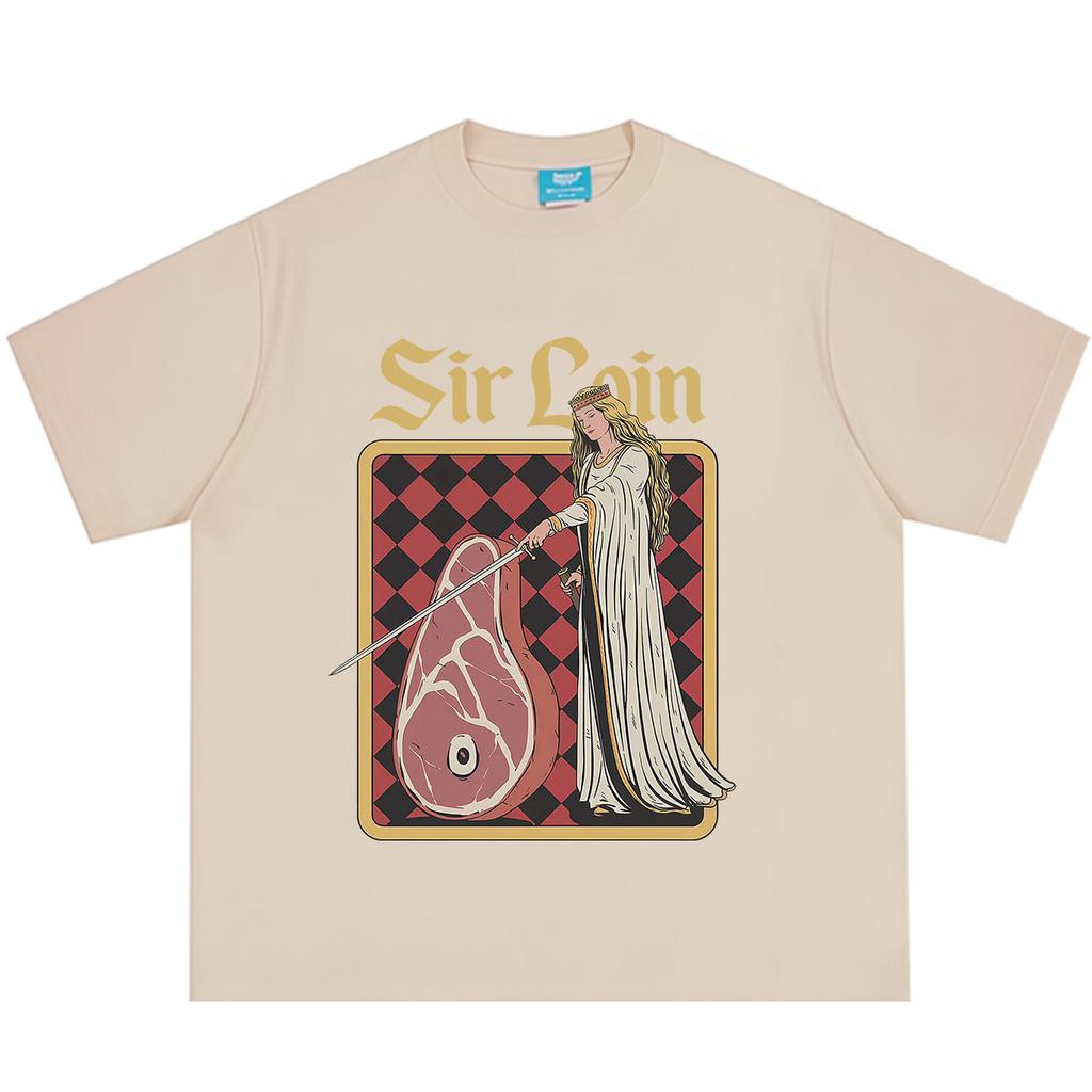 Sir Loin Steak Ritter Lustiges Meme T-Shirt Unisex Unisex Mode T-Shirt Sommer Kurzärmelig Locker Lässig Baumwolle Übergroße T-Shirts