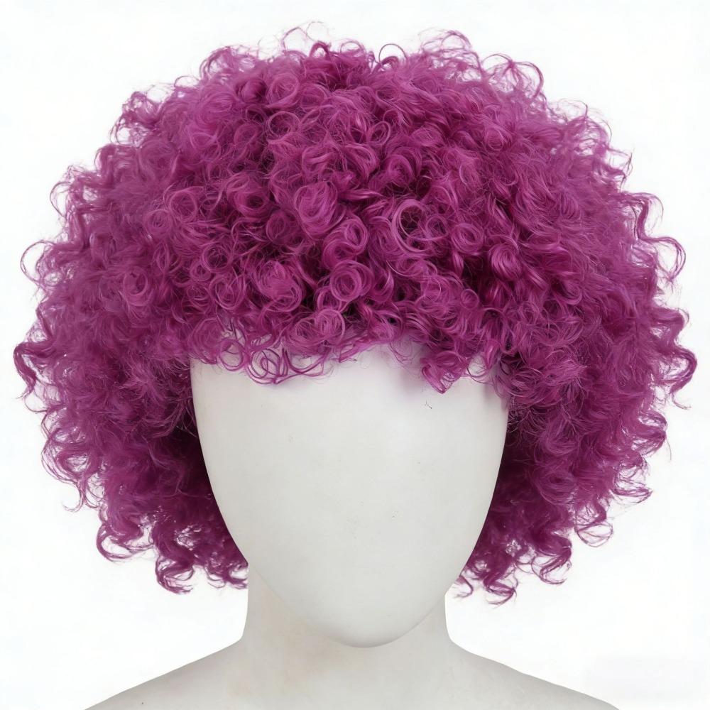Capelli Ricci Ondulati Corti Colorati Resistenti al Calore Tifoso di Calcio Che Indossa Parrucche Halloween
