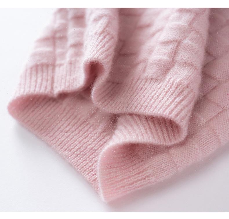 100% Pure Cashmere Plaid Neck Warmer - Thick, Warm, Knitted Scarf