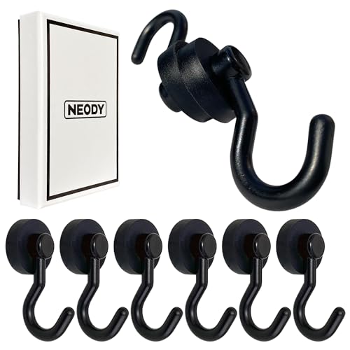 

NEODY Magnetic Hooks, Strong Neodymium Magnets, Made with Special Silicone, 47*22*24mm, Black, Set of 8, SH-0108-B