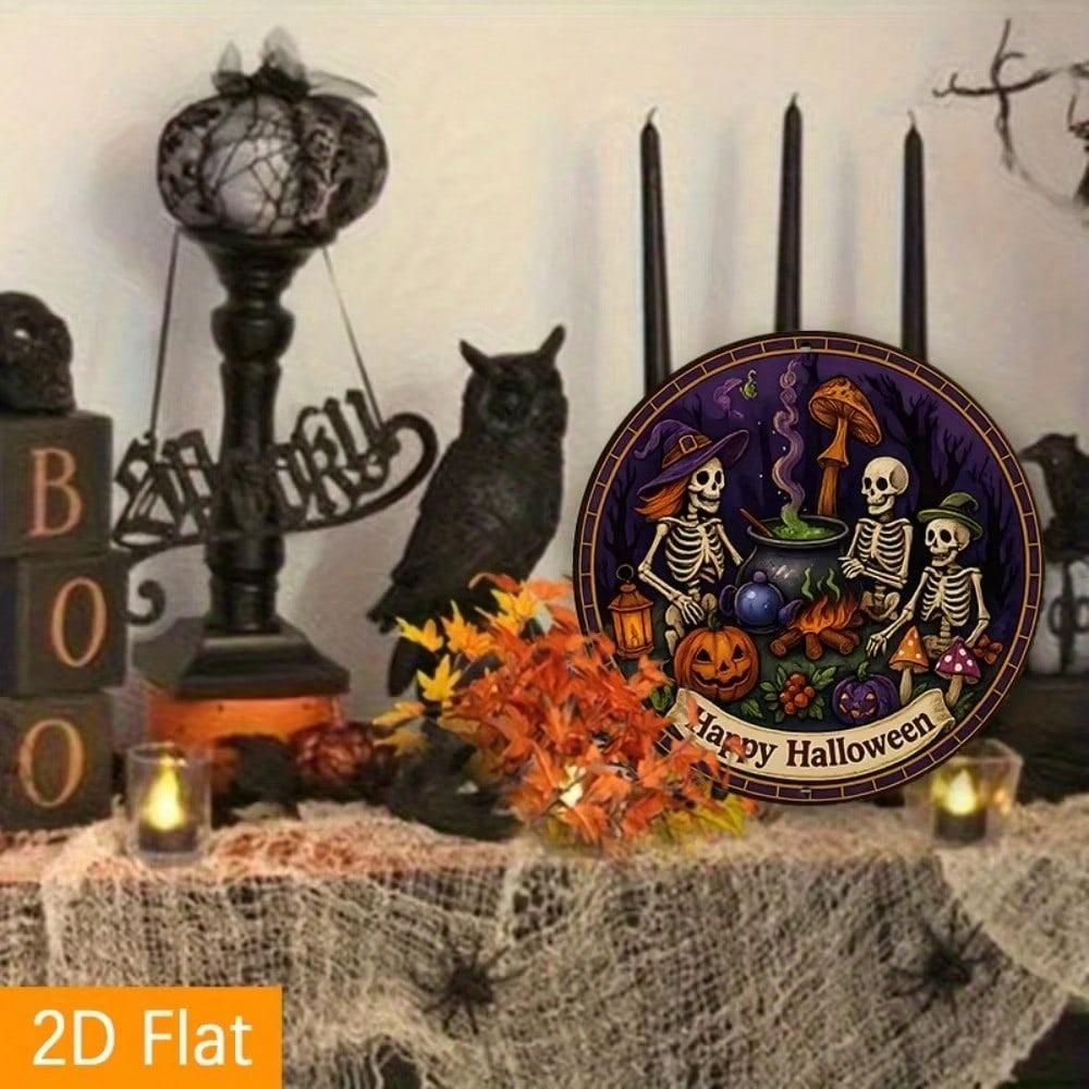 Gothic Iron Wall Art Halloween Pumpkin Cauldron Metal Sign Indoor Outdoor Decor