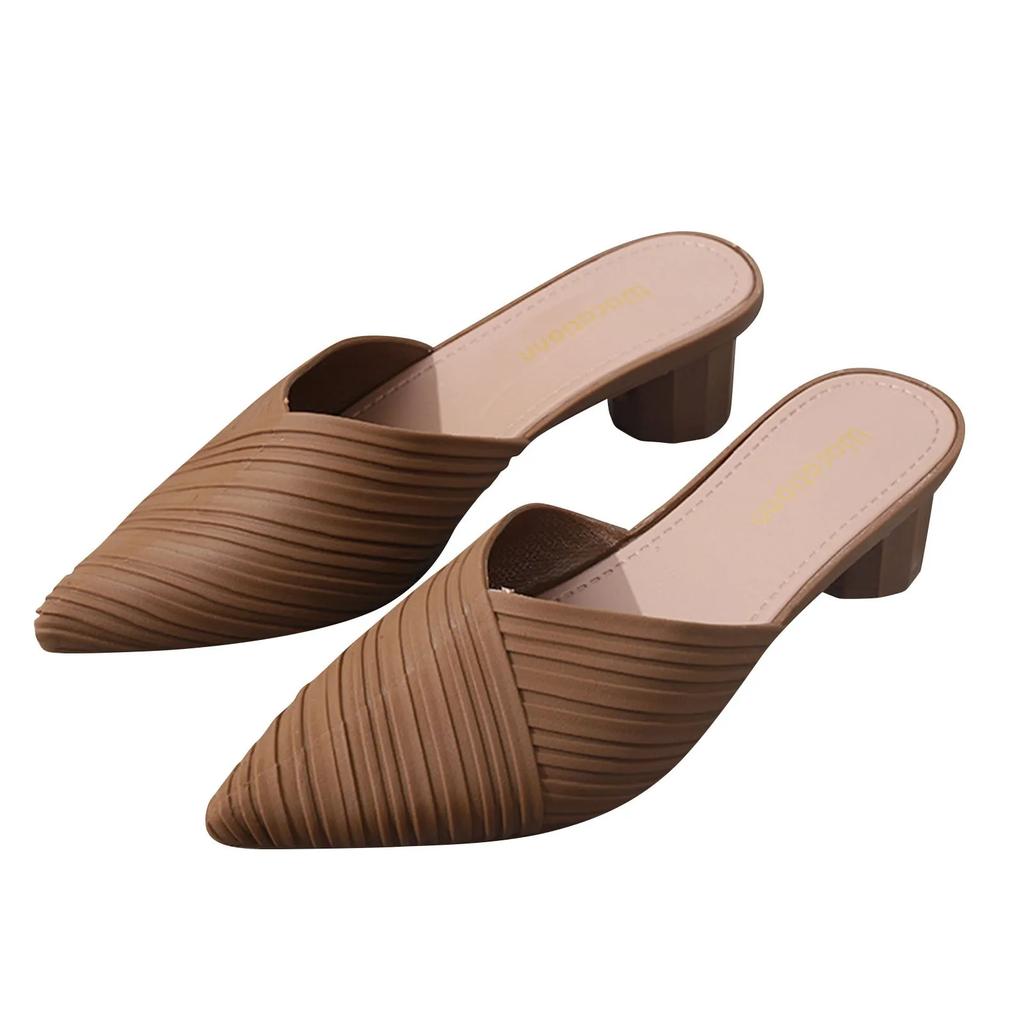 Fashion Women'S Summer Pointed Toe Sandals Low Heeled Sandals Women'S Summer Casual Fashion Sandals Anti-Odor And Non-Slip