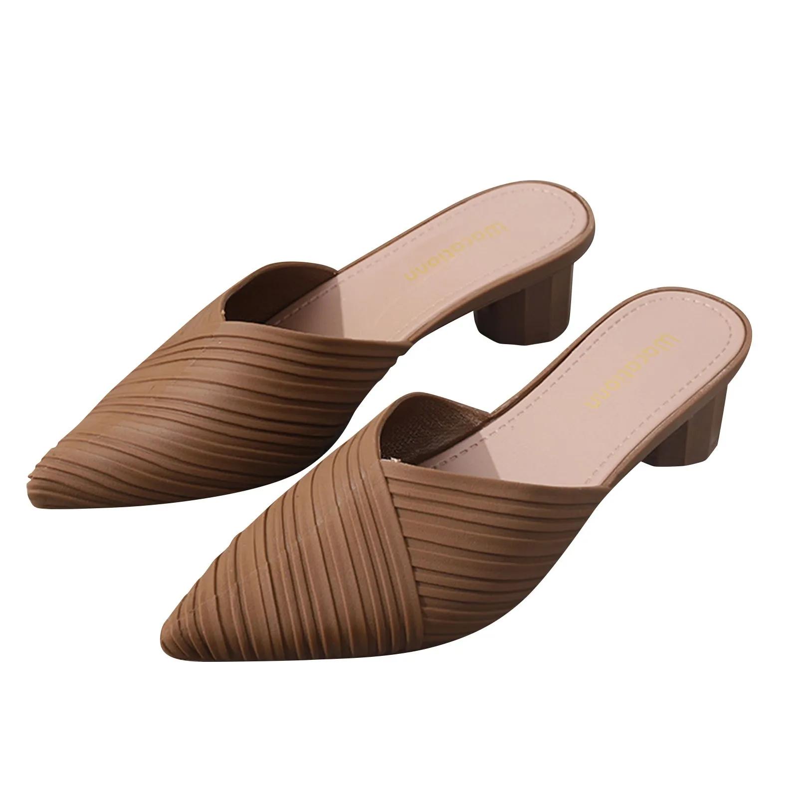 

Fashion Women S Summer Pointed Toe Sandals Low Heeled Sandals Women S Summer Casual Fashion Sandals Anti-Odor And Non-Slip 36