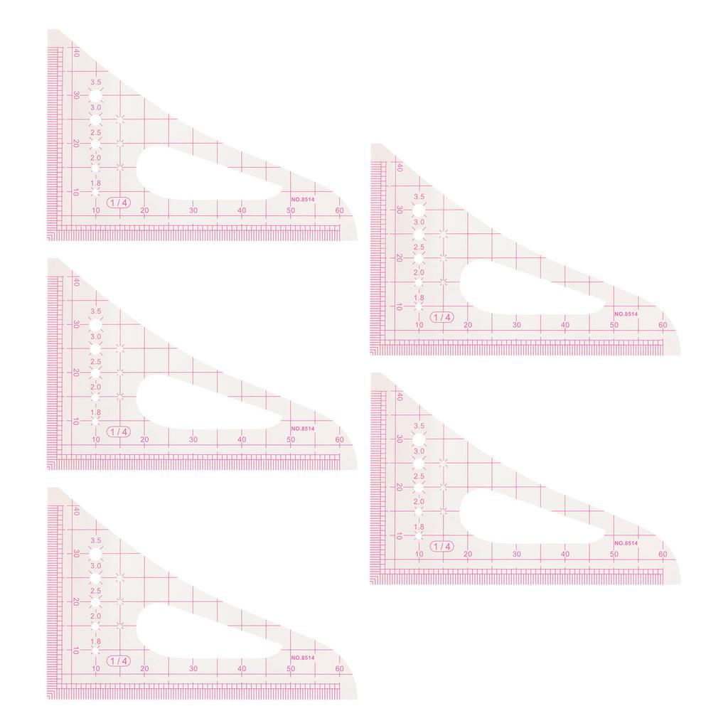 5Pcs Triangular Curve Rule Transparent High Accuracy Multifunction Pattern Sewing Rulers Set for