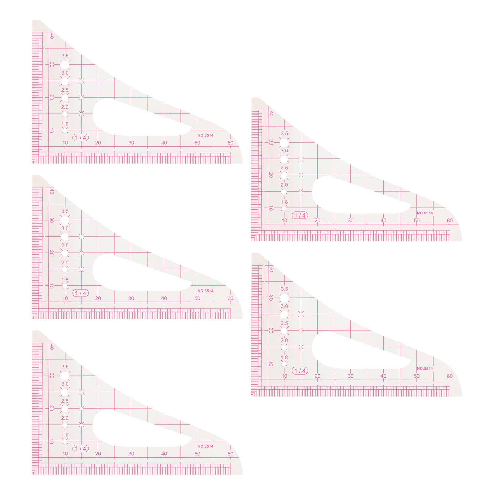 

5 шт. Треугольная кривая линейка прозрачная высокоточная многофункциональная линейка для шитья