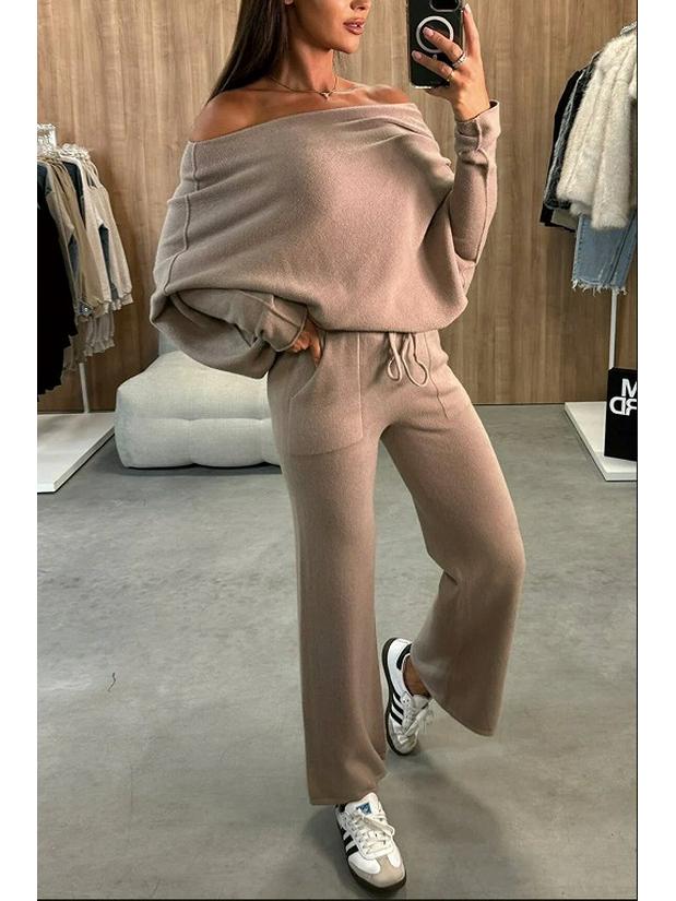 European and American Women's Solid Color Fashion Two-Piece Set - 2025