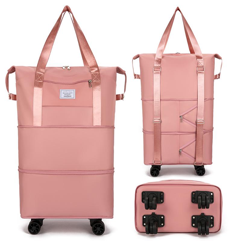 Large Capacity Multifunctional Trolley Handbag: Portable Travel, Business Trip & Maternity Storage Solution with Removable Wheels