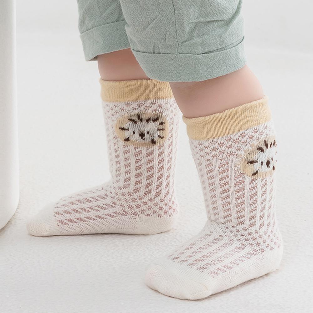 4 Pairs Baby Ultra Thin Mesh Mid Socks Cute Cartoon Animal Embroidery A-Class Soft Elastic Toddler Socks for 0-5 Years Old
