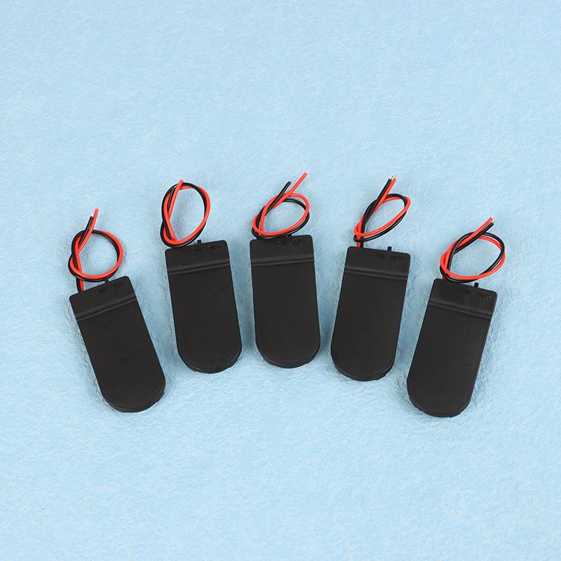 5Pcs Button Coin Cell Battery Holder Case Cover With On-Off Switch Leads Wire Battery Box Single Dual Slots