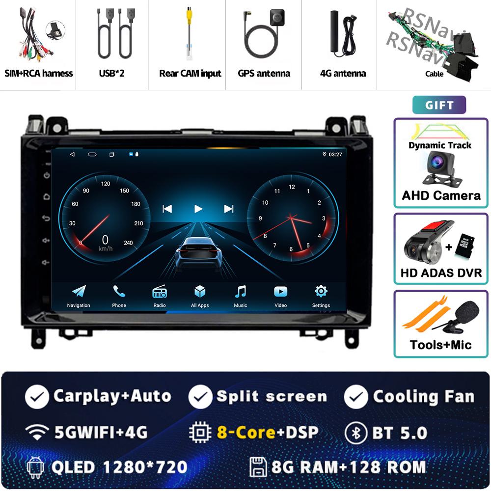 Android 14 Carplay Car Radio For Mercedes Benz B200 W169 W245 Viano Vito W639 Sprinter W906 Multimedia Video Player  GPS Stereo