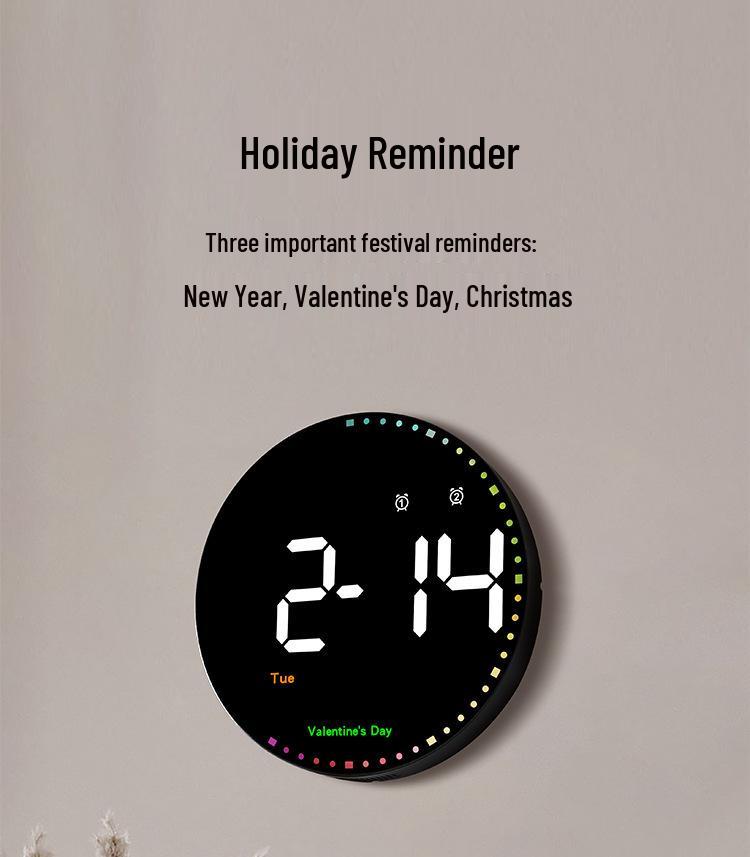 Colorful LED Dynamic Wall Clock: Perpetual Calendar & Simple Decor for Living Room
