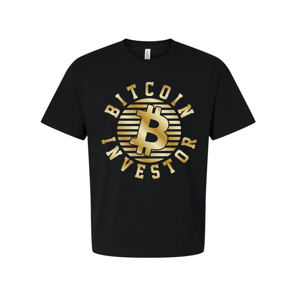 Bitcoin Investor Unisex Graphic T Shirt With Gold Emblem Circular Design For Cry