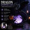 Purple Luminous Crystal Ball Gothic Dragon Night Light, Resin Statue with Glowing Cool Ornament Sphere, Fantasy Table Lamp for Halloween Home Desktop