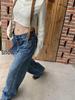 Yuyi Women's Retro Wide-Leg Jeans, Spring 2024 Korean Style