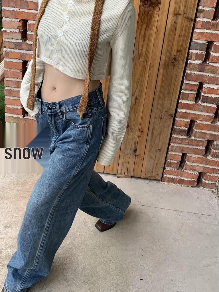 Yuyi Women's Retro Wide-Leg Jeans, Spring 2024 Korean Style