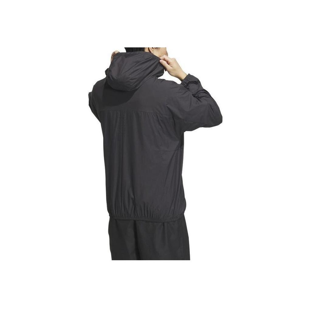 Adidas Printed Logo Long Sleeve Hooded Jacket Men Tops Black IT3940