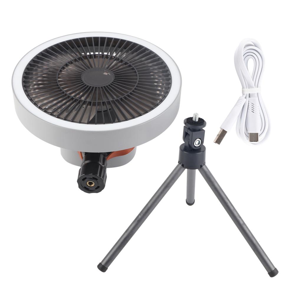 Portable USB Rechargeable Tripod Fan Outdoor Camping Tripod Fan for Outdoor Camping Tent Gray