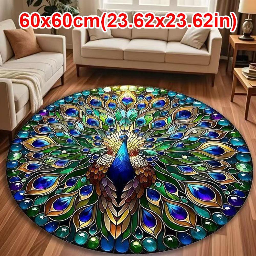 Non-slip Peacock Carpet Soft Door Gasket Durable Blanket  for Living Room Tea Table Bedside