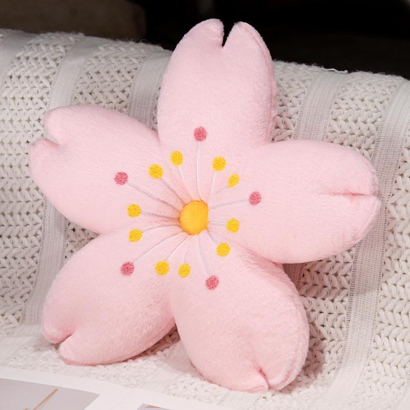 Oreiller en Peluche Fleur de Cerisier Rose Fleur Plante Remplie Coussin de Siège Canapé Chaise Décoration Intérieure Peluche Cadeau Petite Amie 45x45cm
