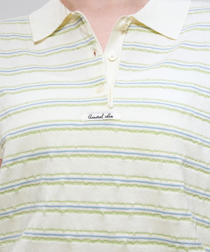 GENERALIDEA Striped Collar Half Knit [Ivory] / Gf2Lkp525