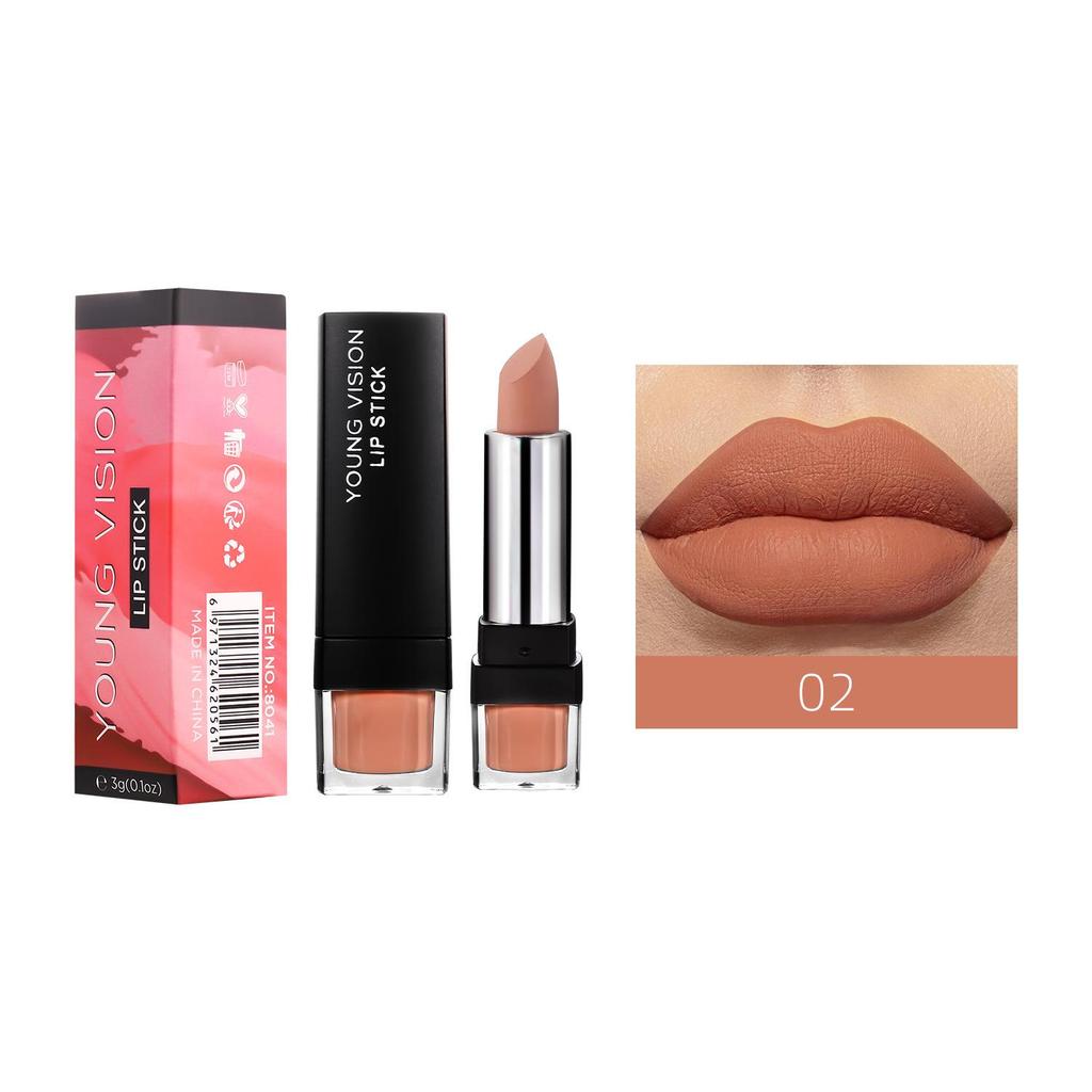 Matte matte 12-kleuren enkele lippenstift Fluweel Niet gemakkelijk te plakken Cup-lippenstift Gemakkelijk te gebruiken make-up lippenstift