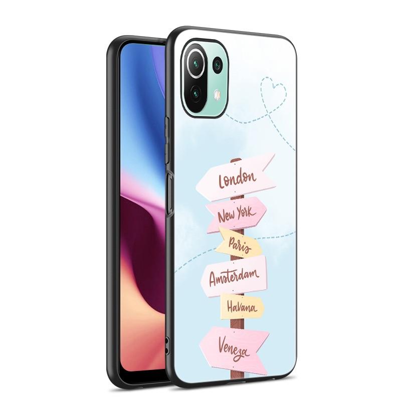 Lustige Reisekarte Telefonhülle für Xiaomi Mi 11 Lite NE 11i 10T 11T Pro A2 A3 Lite POCO F3 M3 M4 C31 X3 Pro NFC GT Schwarze Softcover