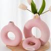 1 Stück Weiße Keramikvasen für Heimdeko, Moderne Deko Mattierte Kreisvase, Minimalistische Nordische Donut-Vase, Dekorativ