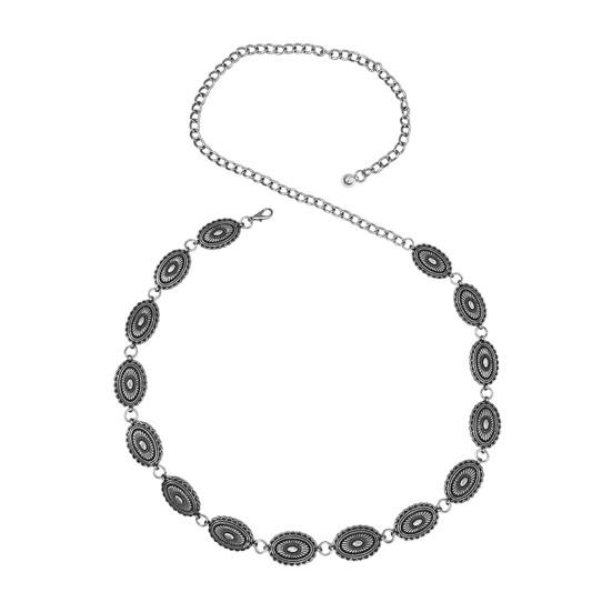 Women Waist Chain Bohemia Style Adjustable Denim Belt Alloy Polished Edge Waist Strap Jewelry Accessories