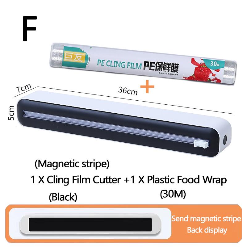 Plastic Wrap Dispenser with Slide Cutter Reusable Food Wrap Cutter Household Cling Film Cutter Refillable Cling Film Dispenser