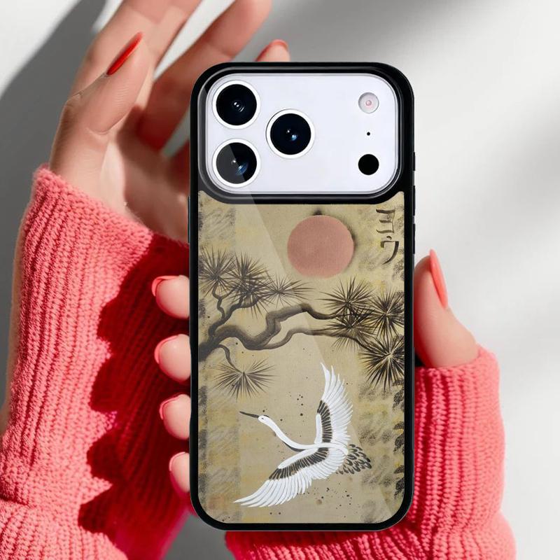 Japanese Cranes Art Phone Case for iPhone 17 16 15 14 13 Pro Max Back Cover for 12 11 Pro Coque