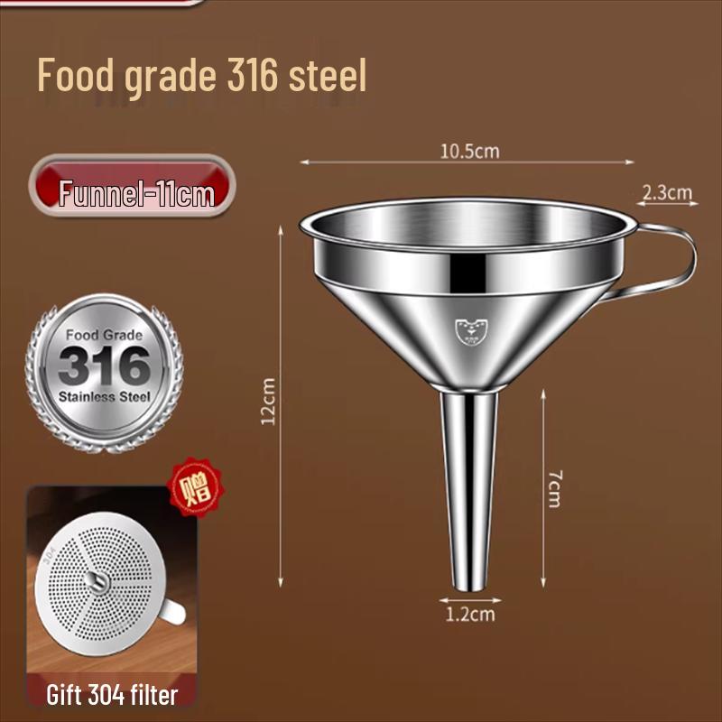 Huabeisen 316 Stainless Steel Kitchen Funnel with Strainer