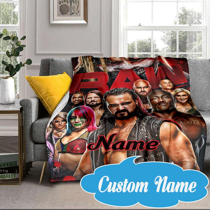 Custom Name Wrestling Entertainment Blanket bed sofa Blanket Flannel Blanket for Camping, Hiking, Picnic Essentials,gift for Fan family
