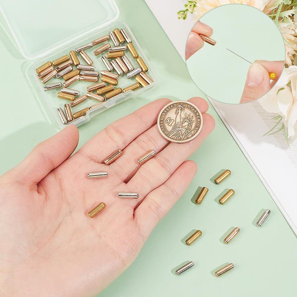 NBEADS 60 Pcs 3 Colors Brass Pin, Backs Lapel Stick Pin End Cap Metal Brooch Pin Stick Backing Lapel Pin End Cap with Rubber Inside Brooch Pins
