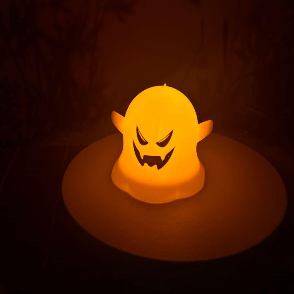 Luminous Halloween Ghost Lamp Plastic Mini Ghost Light Creative LED Candle Light Yard Decor
