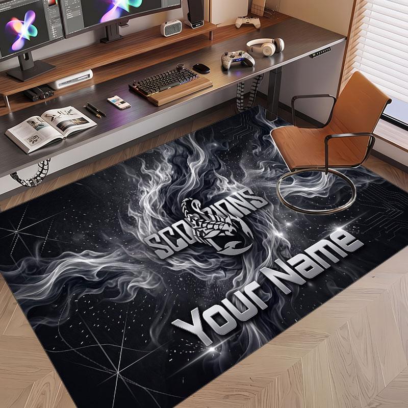 Custom Rug Scorpions Pattern Print Name Text Soft Non‑Slip Floor Carpet for Home Indoor Decoration