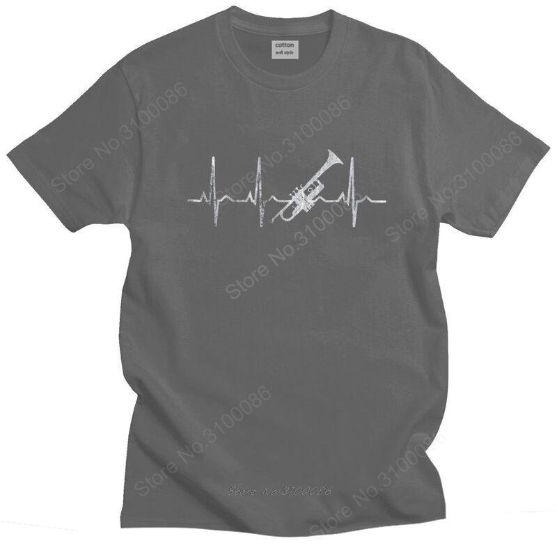 Heartbeat Trumpet T Shirt for Unisex Pure Cotton Tee Tops Trumpeter Jazz Music Tshirt ShortSleeve Urban Tshirt Gift S
