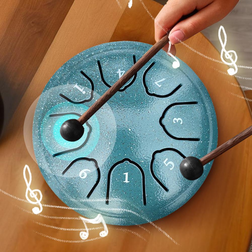 4.5 Inch 8 Notes Steel Tongue Drum with Drum Mallet Music Book Handpan Drum Rain Drum Instrument for Yoga Meditation Unique Gift