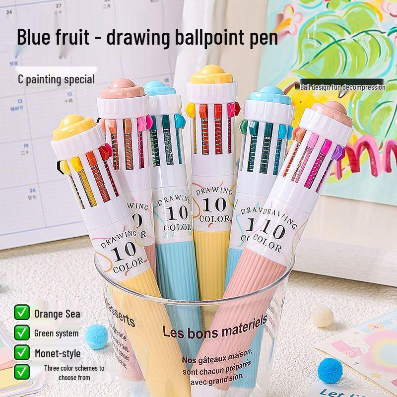 10-Color Push-Button Gel Pen Set - Multicolor Ballpoint Pens for Note-Taking and Student Use