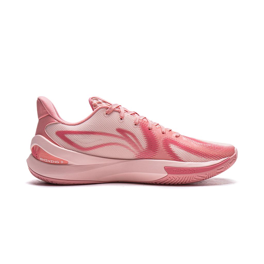 Li Ning Cushioning Slip Resistant Abrasion Resistant Breathable Rebound Grip Low Top Basketball Shoes Men's Pink ABAW007-2